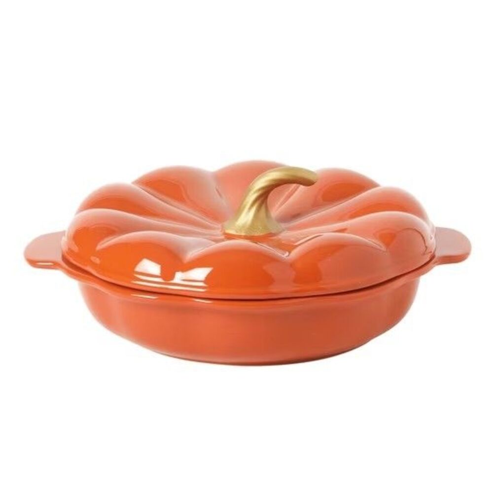 Pioneer Woman Pumpkin Pie Plate W Lid Orange 10"dia Stoneware Bake Dish